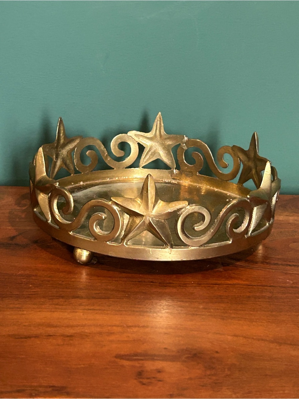 Vintage Brass  Decorative Candle Holder Tray